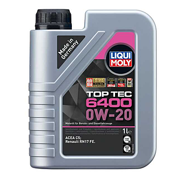 OLIO MOTORE LIQUI MOLY TOP TEC 6400 0W-20 ACEA C5, C5, P005076, RENAULT  RN 17 FE